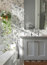 York Manon Charcoal Rose Stitch Wallpaper