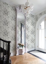York Manon Charcoal Rose Stitch Wallpaper