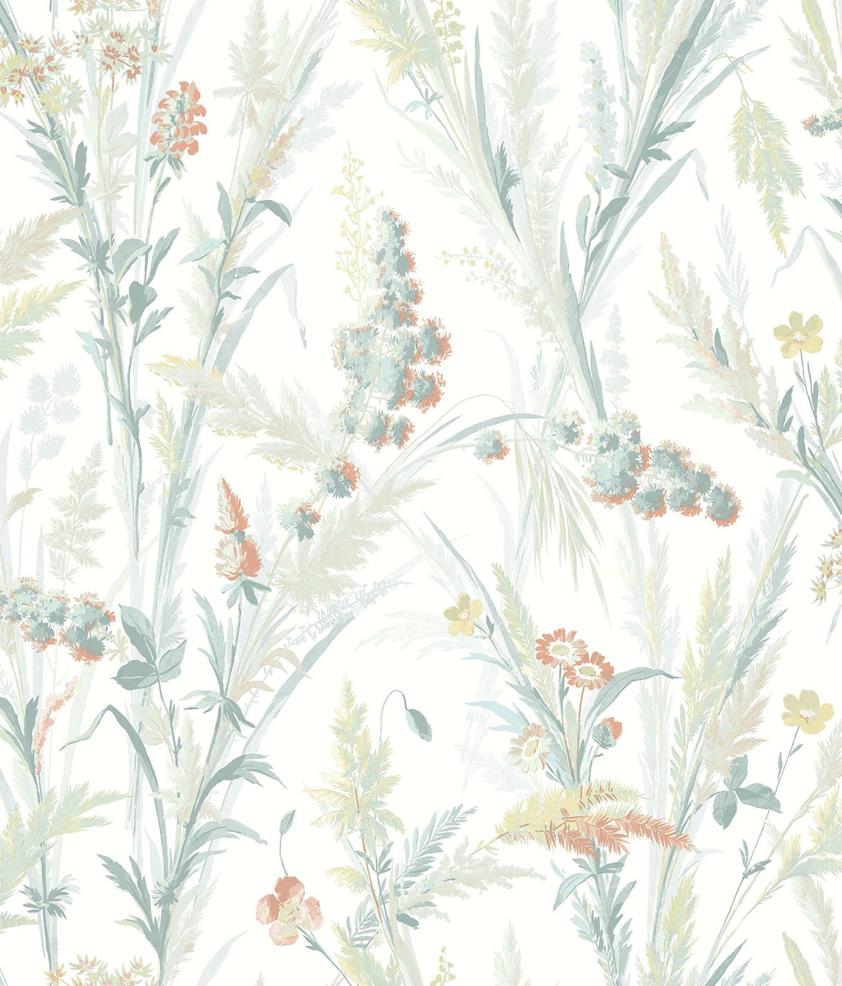 York Hillaire Teal Meadow Wallpaper