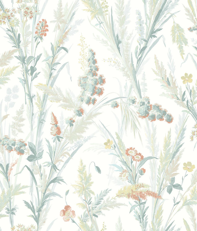 York Hillaire Teal Meadow Wallpaper