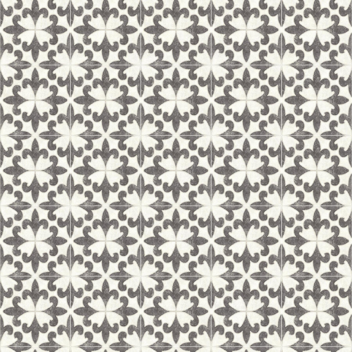 York Remy Black Fleur Tile Wallpaper