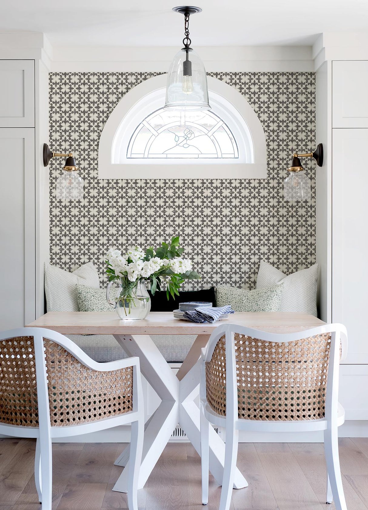 York Remy Black Fleur Tile Wallpaper