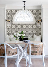 York Remy Black Fleur Tile Wallpaper