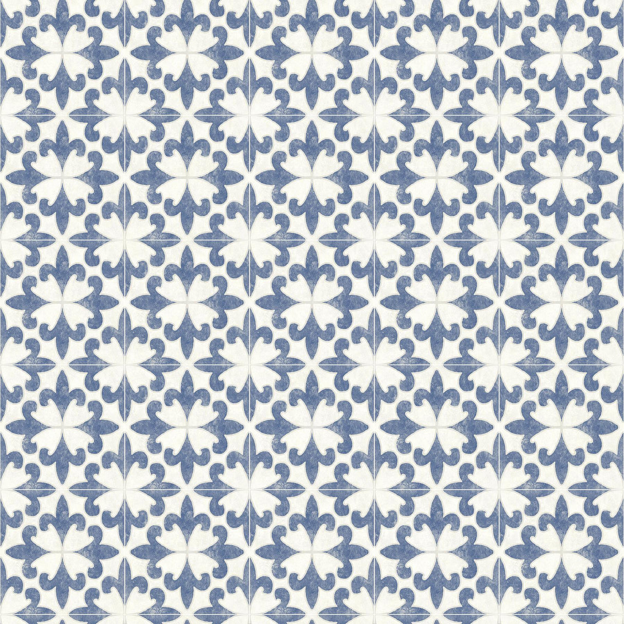 York Remy Blue Fleur Tile Wallpaper