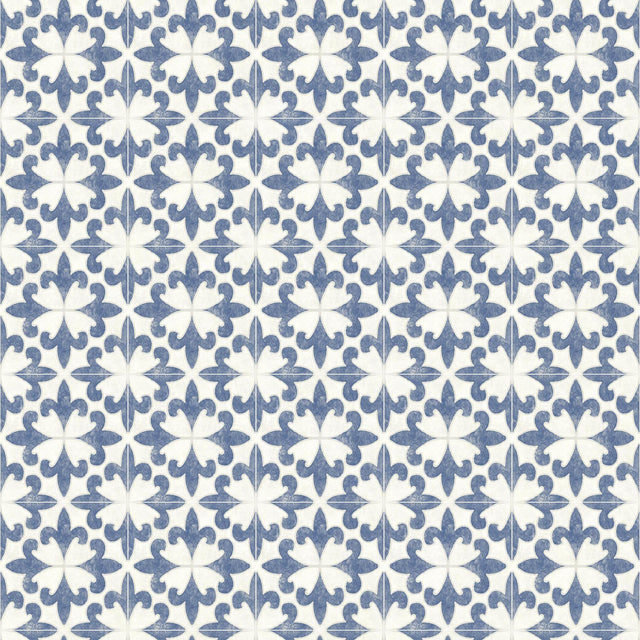 York Remy Blue Fleur Tile Wallpaper