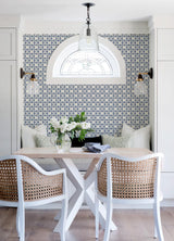 York Remy Blue Fleur Tile Wallpaper