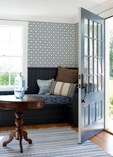 York Remy Blue Fleur Tile Wallpaper