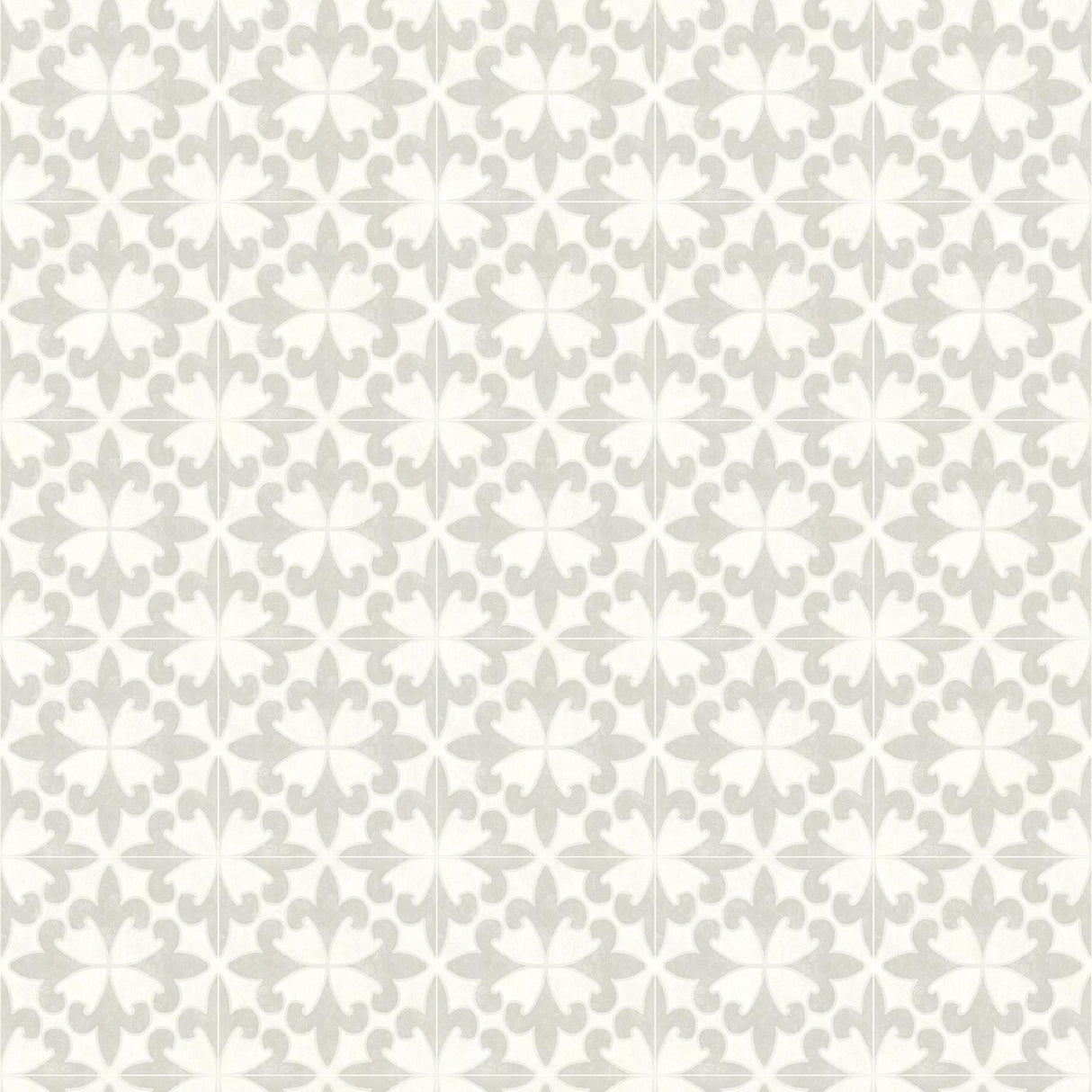 York Remy Light Grey Fleur Tile Wallpaper