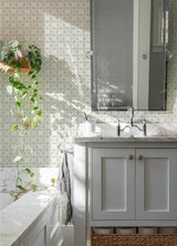 York Remy Light Grey Fleur Tile Wallpaper