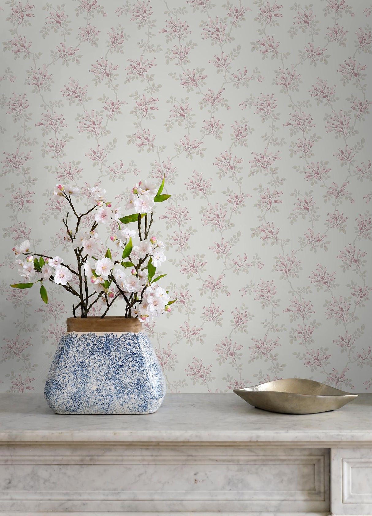 York Sofiane Pink Botanical Trail Wallpaper
