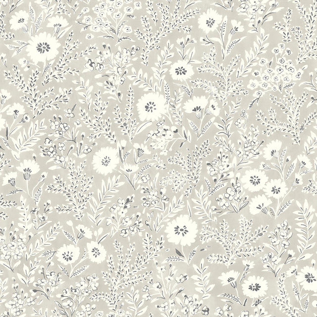 York Agathon Taupe Floral Wallpaper