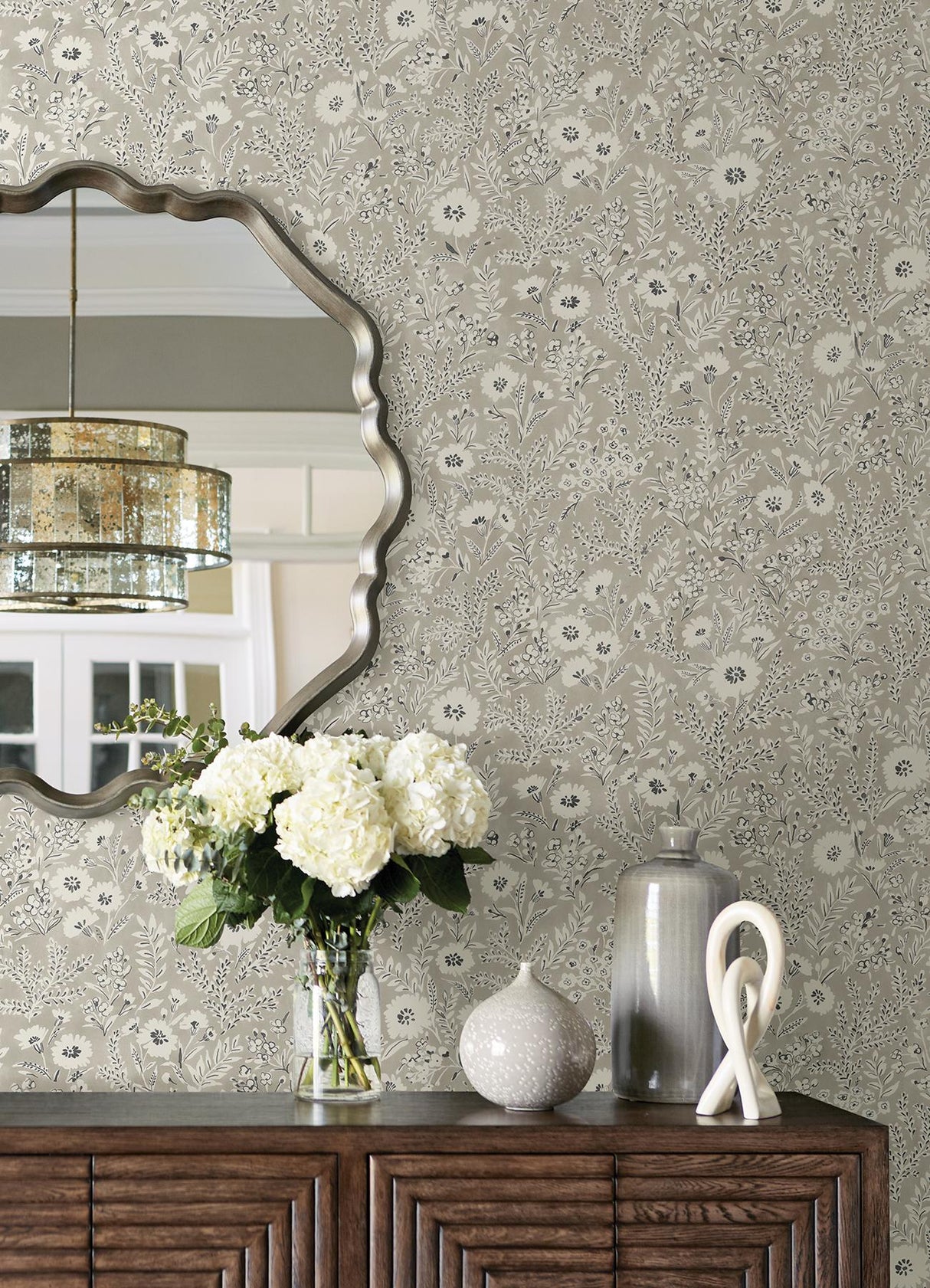 York Agathon Taupe Floral Wallpaper