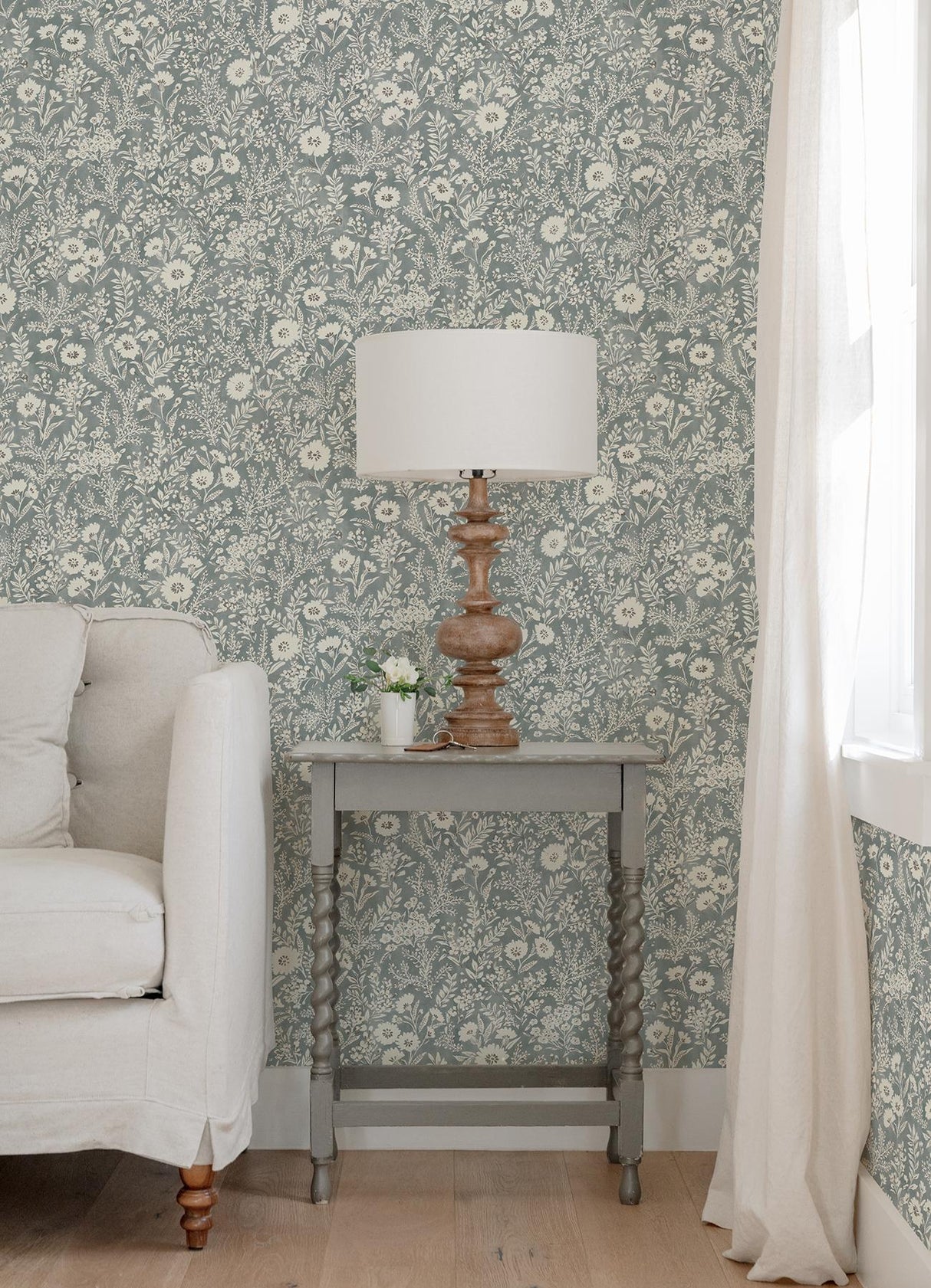 York Agathon Blue Floral Wallpaper