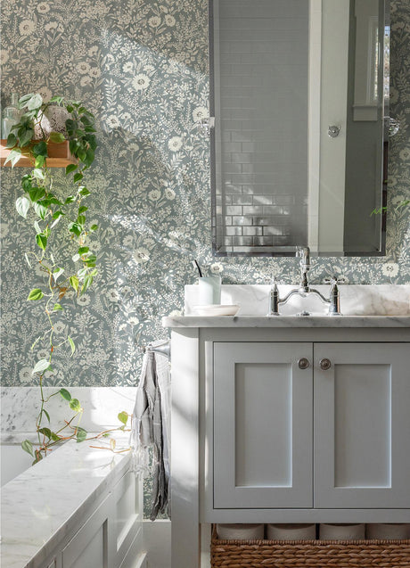 York Agathon Blue Floral Wallpaper