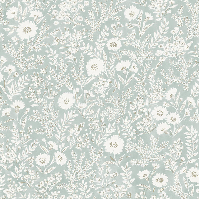 York Agathon Seafoam Floral Wallpaper