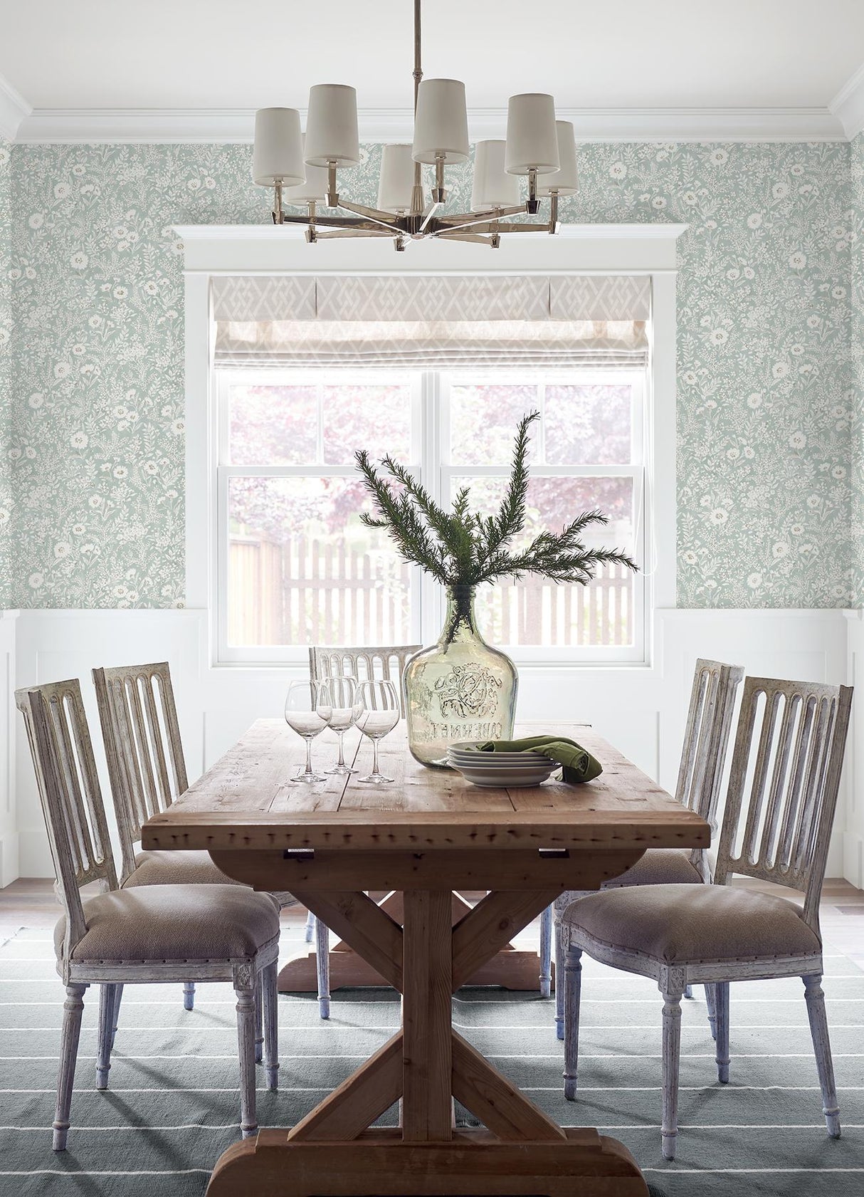 York Agathon Seafoam Floral Wallpaper