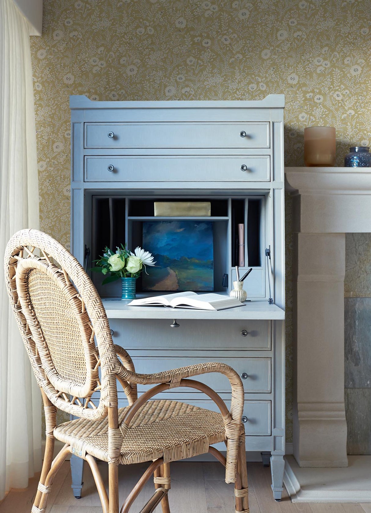 York Agathon Wheat Floral Wallpaper