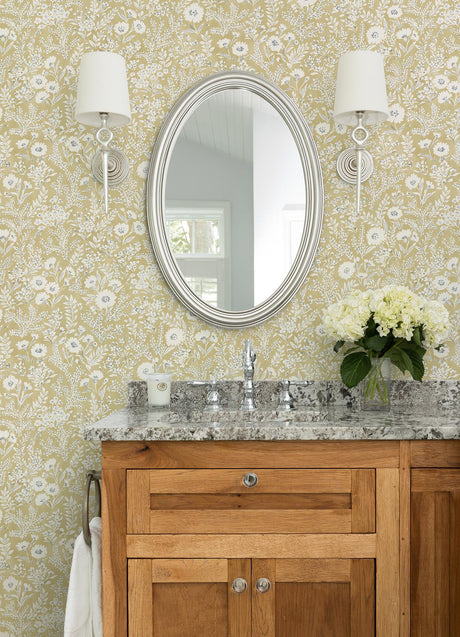 York Agathon Wheat Floral Wallpaper