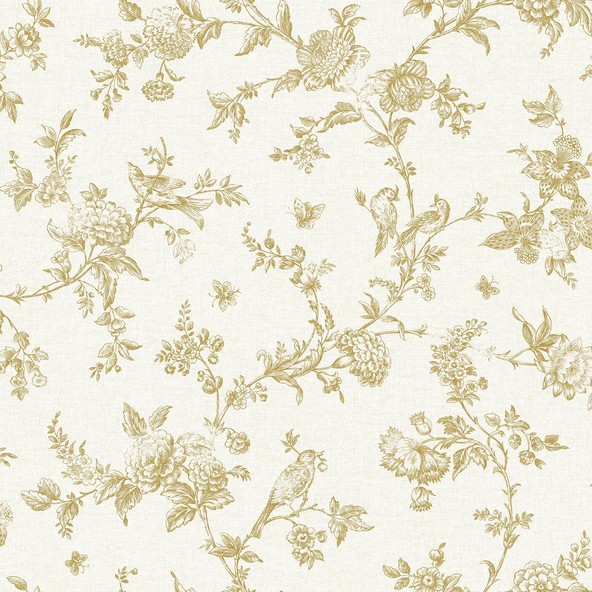 York Nightingale Wheat Floral Trail Wallpaper