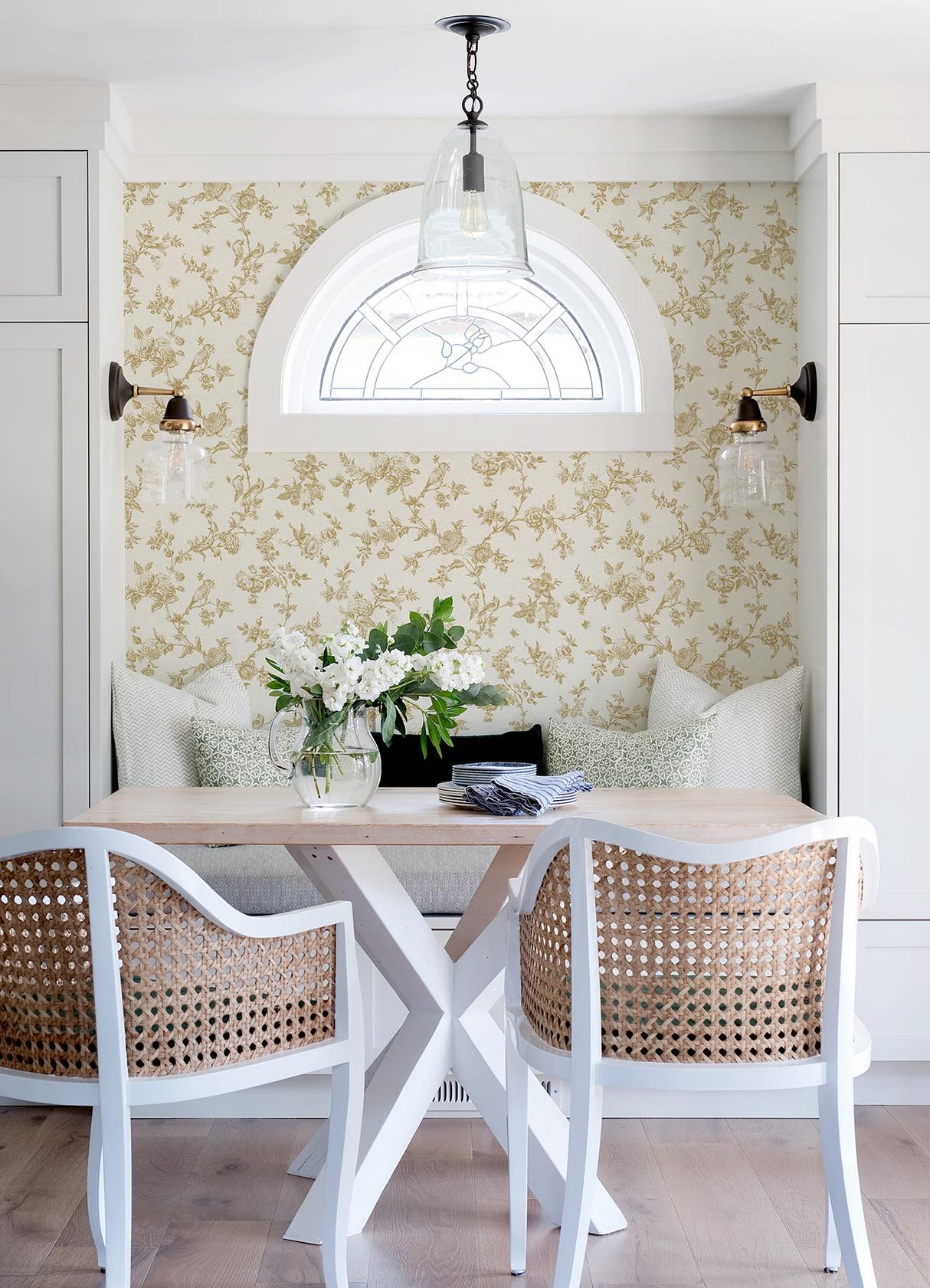 York Nightingale Wheat Floral Trail Wallpaper