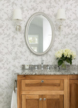 York Nightingale Taupe Floral Trail Wallpaper