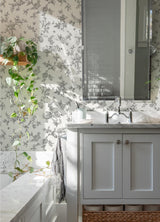 York Nightingale Charcoal Floral Trail Wallpaper