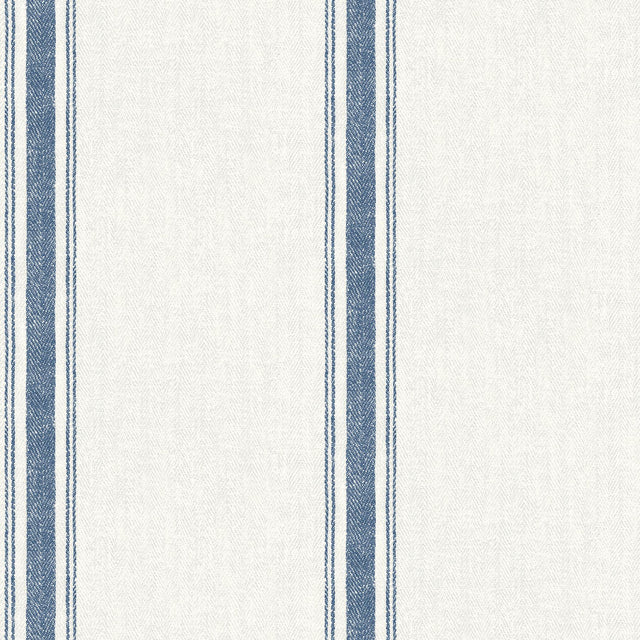 York Linette Navy Fabric Stripe Wallpaper