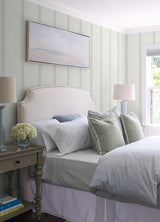 York Linette Seafoam Fabric Stripe Wallpaper
