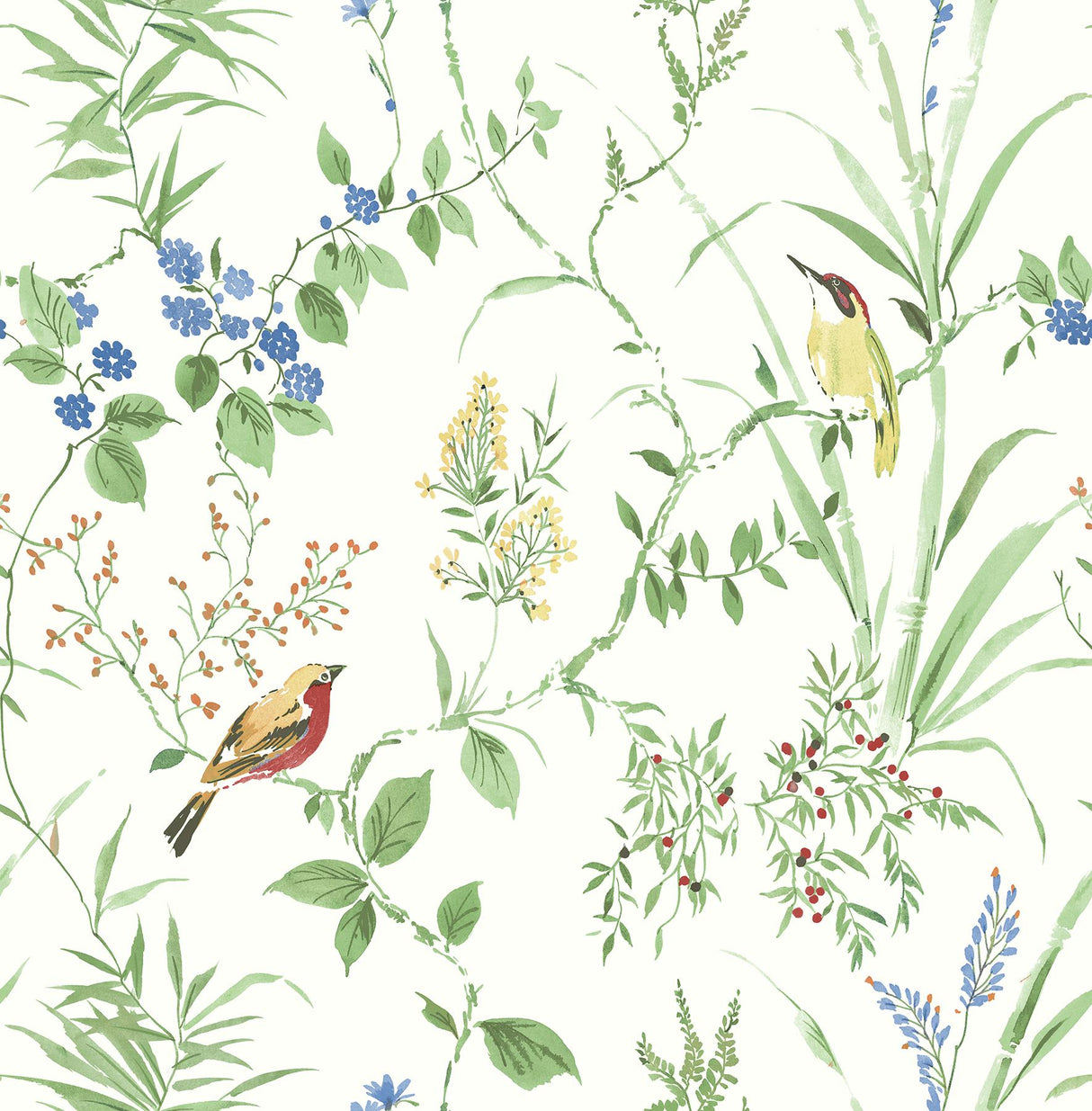 York Imperial Garden Green Botanical Wallpaper