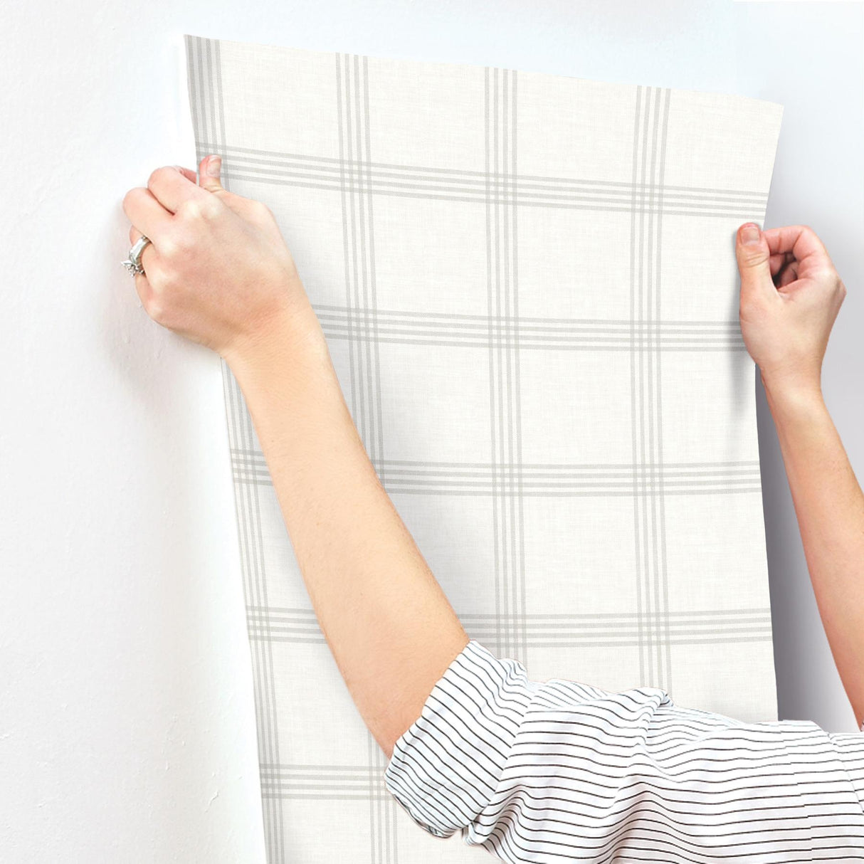 York Twain Light Grey Plaid Wallpaper