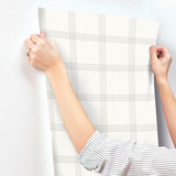 York Twain Light Grey Plaid Wallpaper