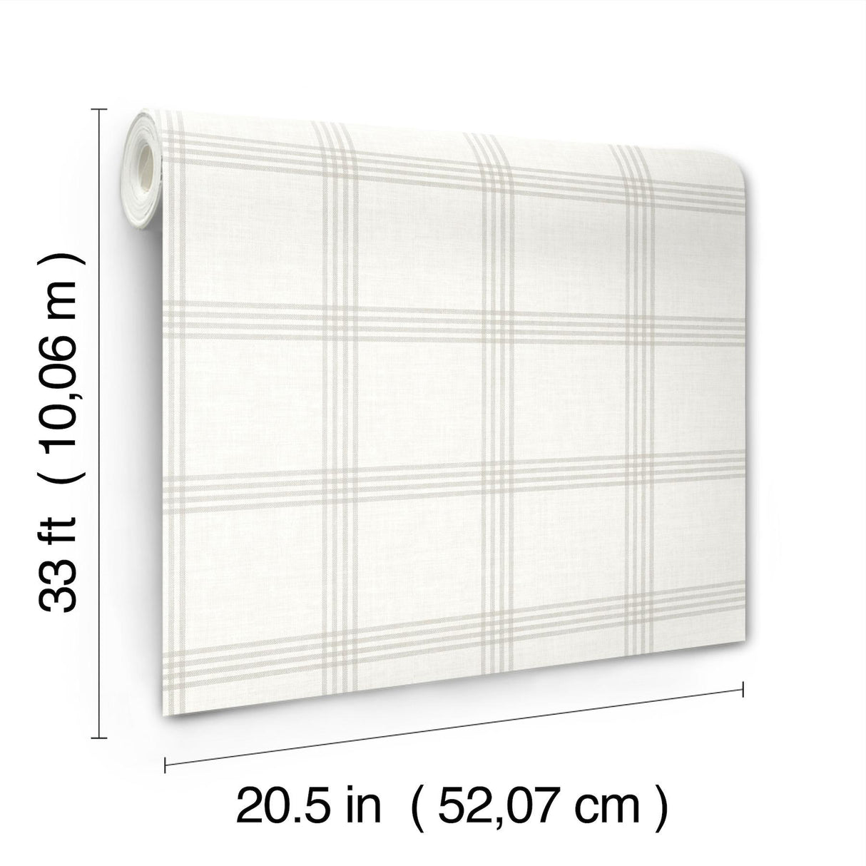 York Twain Light Grey Plaid Wallpaper