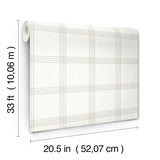 York Twain Light Grey Plaid Wallpaper