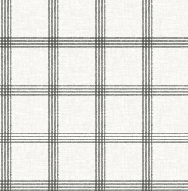 York Twain Charcoal Plaid Wallpaper