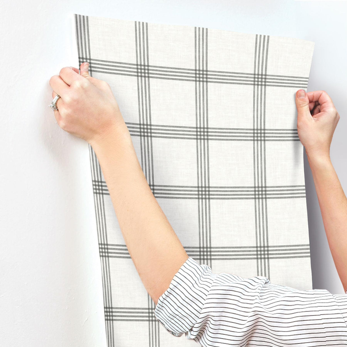 York Twain Charcoal Plaid Wallpaper