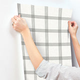 York Twain Charcoal Plaid Wallpaper