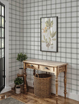 York Twain Charcoal Plaid Wallpaper