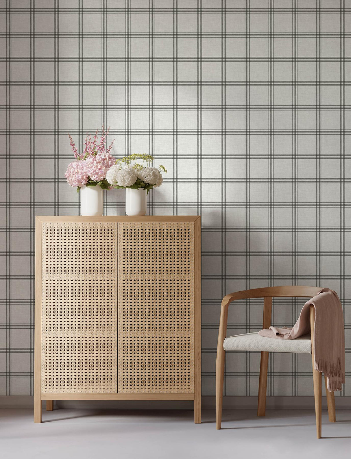 York Twain Charcoal Plaid Wallpaper
