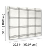 York Twain Charcoal Plaid Wallpaper
