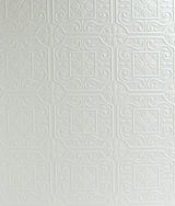 York Ibold White Tin Ceiling Scroll Paintable Wallpaper