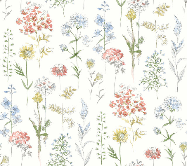 York Bergamot Multicolor Wildflower Wallpaper