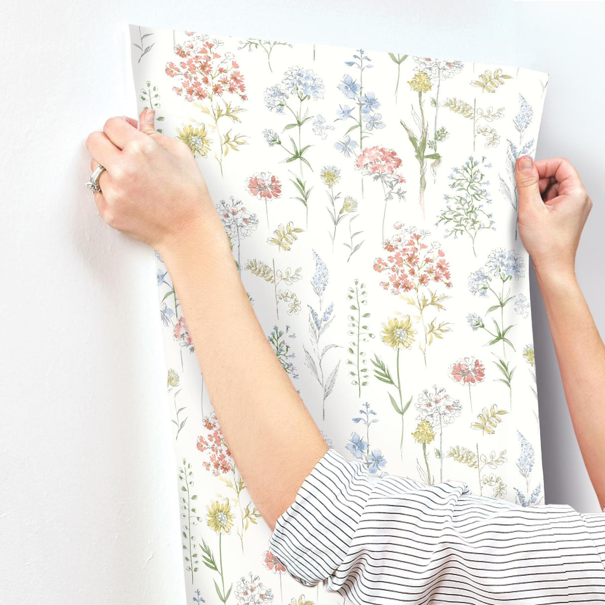York Bergamot Multicolor Wildflower Wallpaper