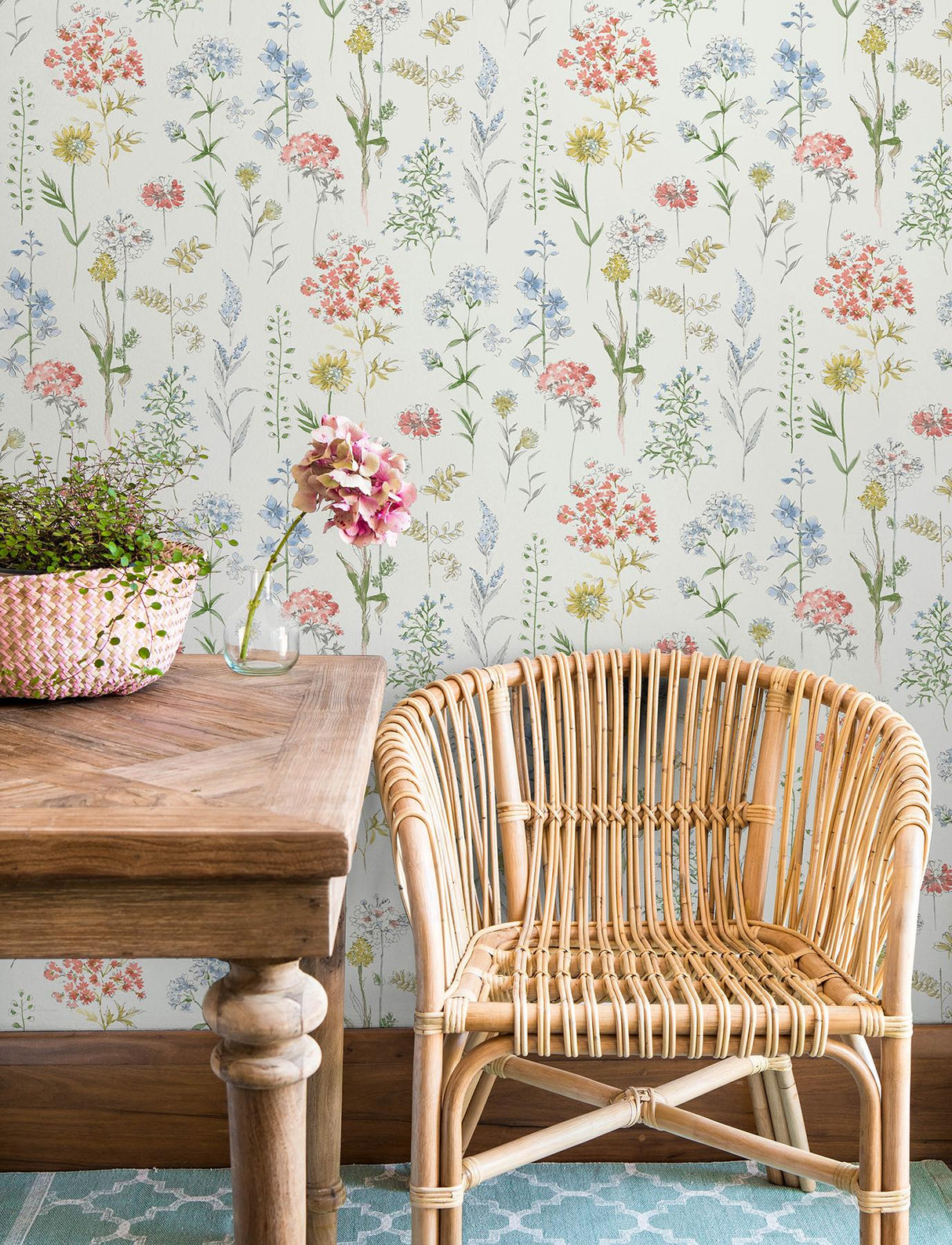 York Bergamot Multicolor Wildflower Wallpaper