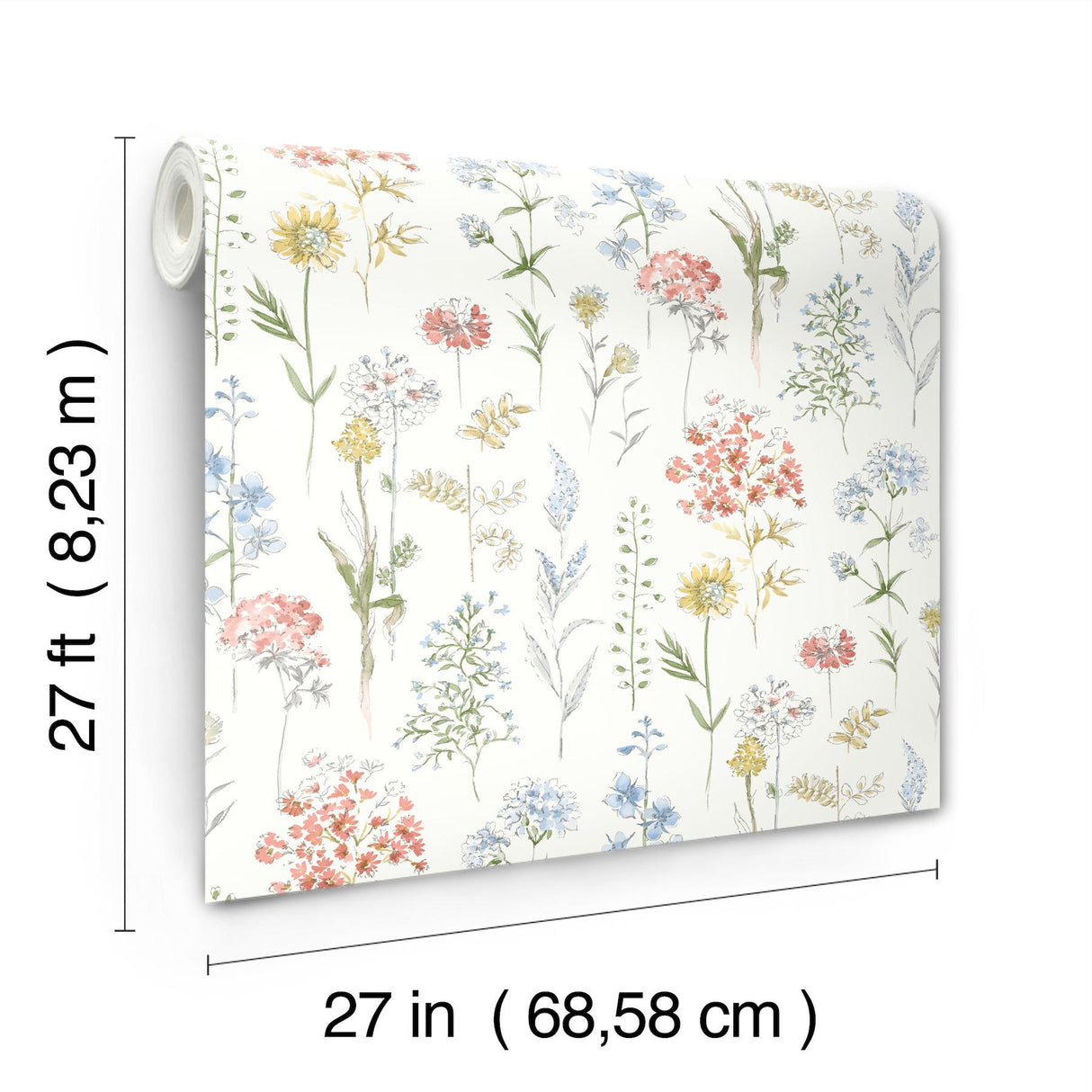 York Bergamot Multicolor Wildflower Wallpaper
