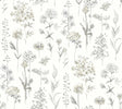 York Bergamot Light Grey Wildflower Wallpaper