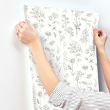 York Bergamot Light Grey Wildflower Wallpaper