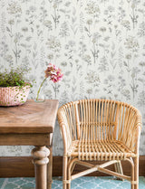 York Bergamot Light Grey Wildflower Wallpaper