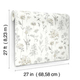 York Bergamot Light Grey Wildflower Wallpaper
