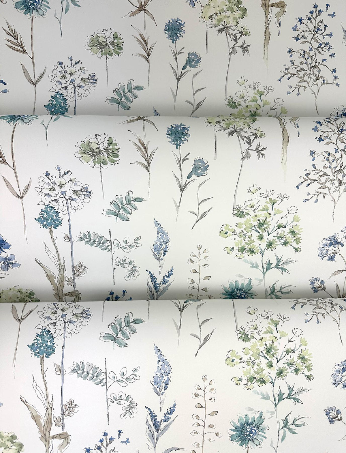 York Bergamot Sea Green Wildflower Wallpaper