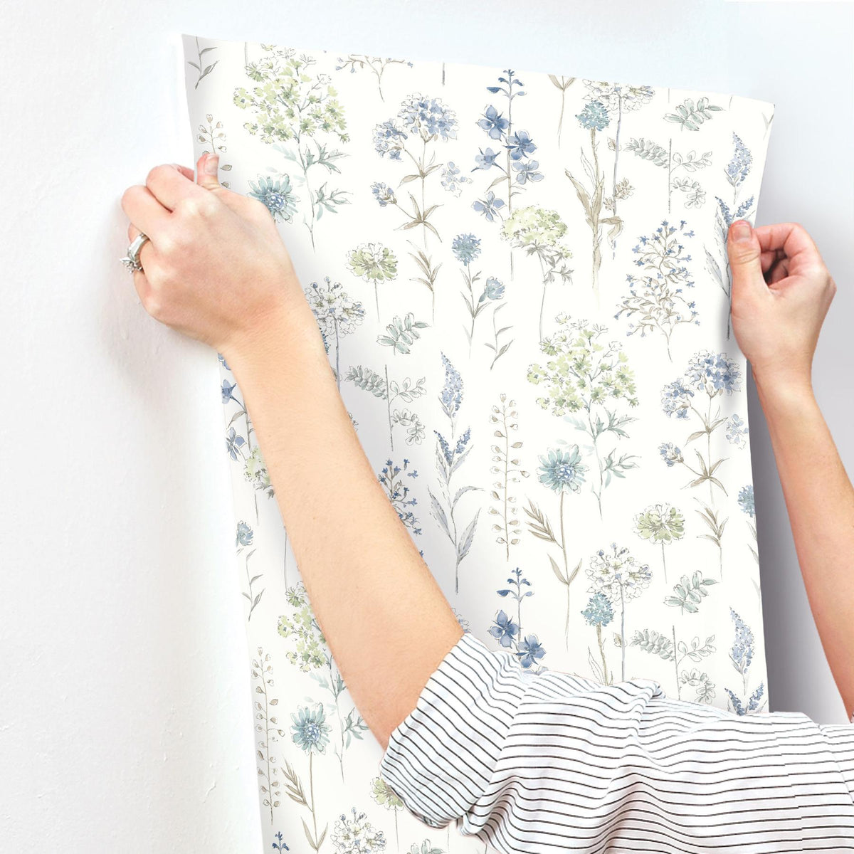 York Bergamot Sea Green Wildflower Wallpaper